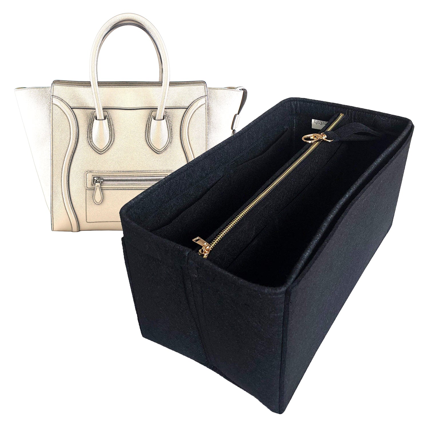 Purse Organizer for Celine Micro Luggage Bag with Single Bottle Holder