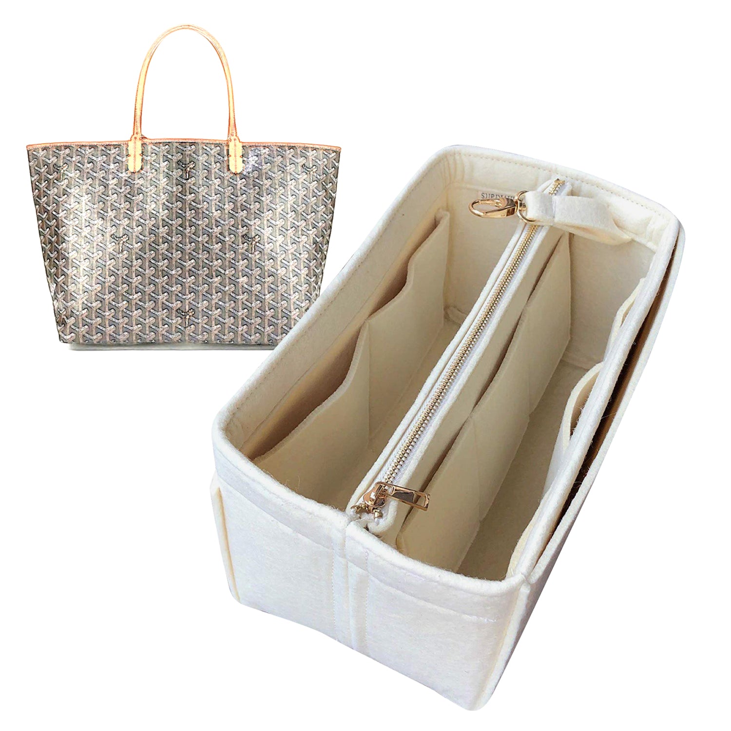 Tote Bag Organizer For Goyard St Louis PM Bag with Double Bottle Holde