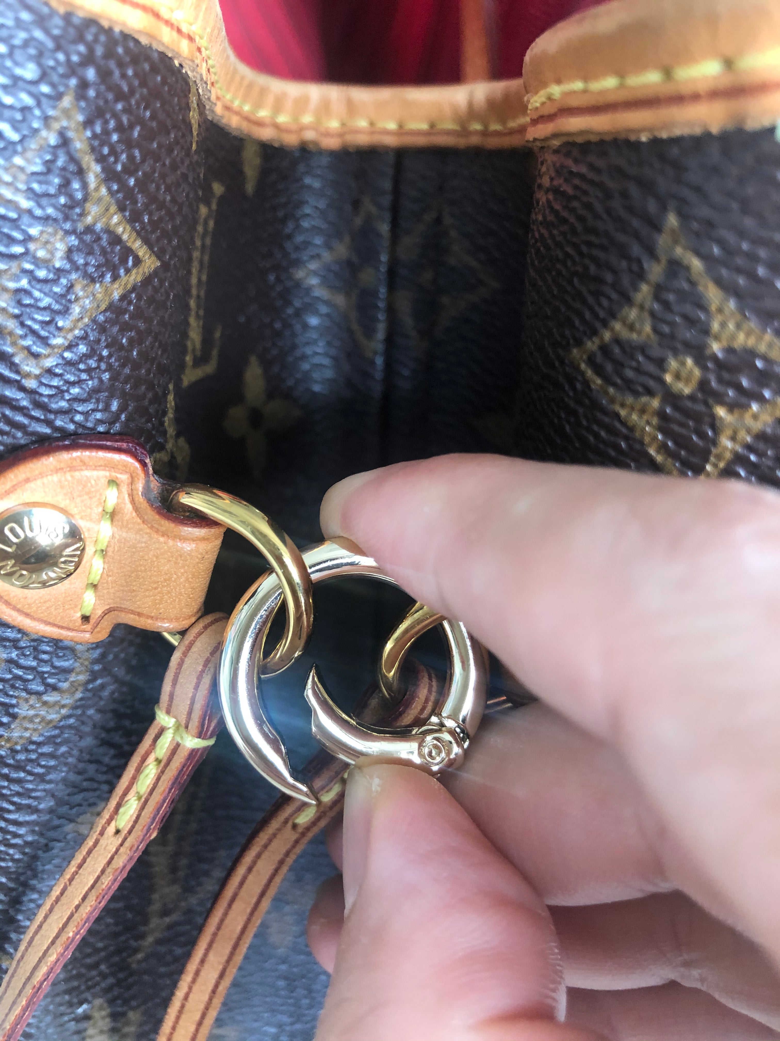 1 Pair Cinch Neverfull Sides with Gold Ring Hooks and Vachetta Patina