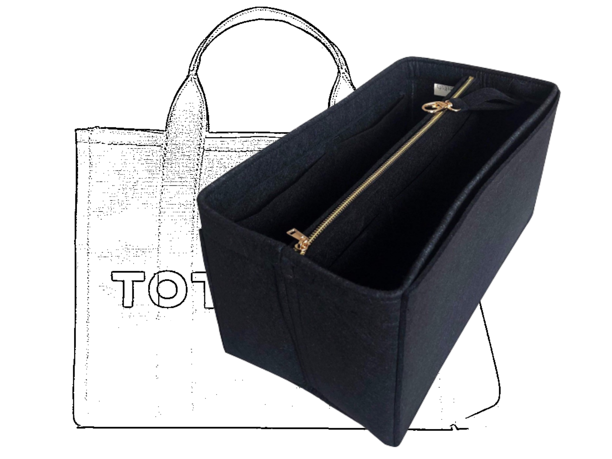 Purse Organizer for Dior Book Tote, Bag Organizer with Zipper Top Closure  and Double Bottle Holders