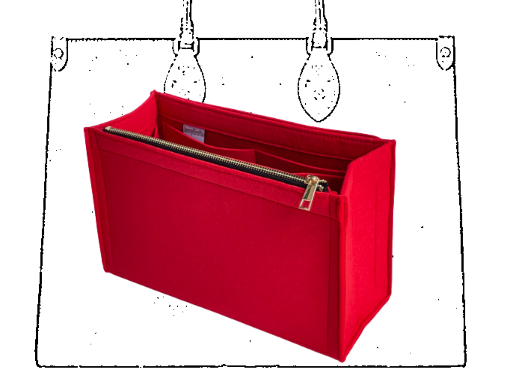  NC LV Onthego insert,LV Onthego PM/MM/GM insert, LV Onthego  organizer (MM no lid, Red) : Clothing, Shoes & Jewelry
