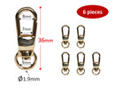 BUNDLE of 6 Pieces, Clasps Handbag Bag Clips, Gold Silver Nickel, Lobster Claw, Swiveling Hook for Purse Strap, Luggage Tag Charm