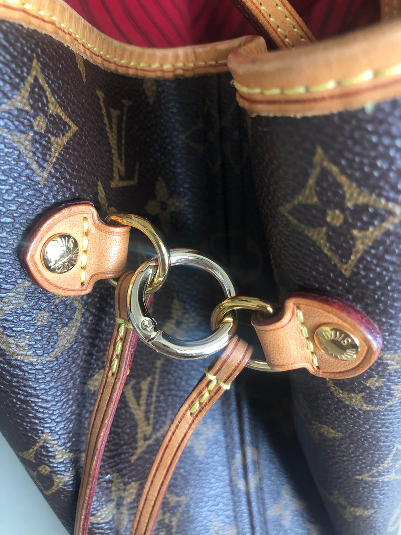 Cinch Neverfull Sides with Gold Ring Hooks and Vachetta Patina Leather Drawstrings