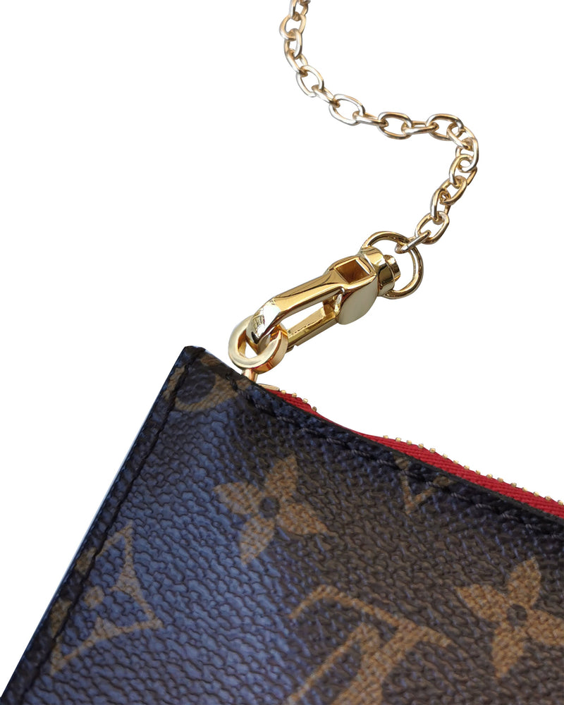 Neverfull Pochette Pouch Ring Hook and Golden/Silver Chain Strap - Convert to Crossbody Bag