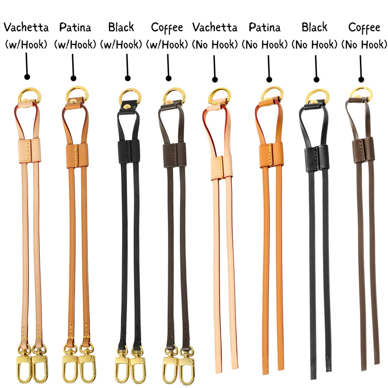 1 Pair Cinch Neverfull Sides with Gold Ring Hooks and Vachetta Patina Leather Drawstrings