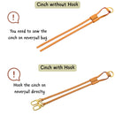 Cinch Neverfull Seiten mit goldenem Ring, goldenen Haken, Kordelzug und Schieber, echtes Vachetta Patina Leder