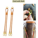 Cinch Neverfull Seiten mit goldenem Ring, goldenen Haken, Kordelzug und Schieber, echtes Vachetta Patina Leder