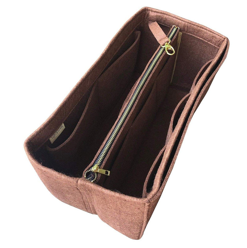 [Portland Leather Medium Crossbody Tote Organizer] Felt Purse Insert with Middle Zip Pouch, Customized Tote Organize, Bag in Handbag (Style B)