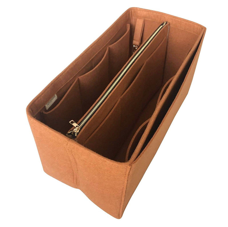 [Portland Leather Medium Crossbody Tote Organizer] Felt Purse Insert with Middle Zip Pouch, Customized Tote Organize, Bag in Handbag (Style B)