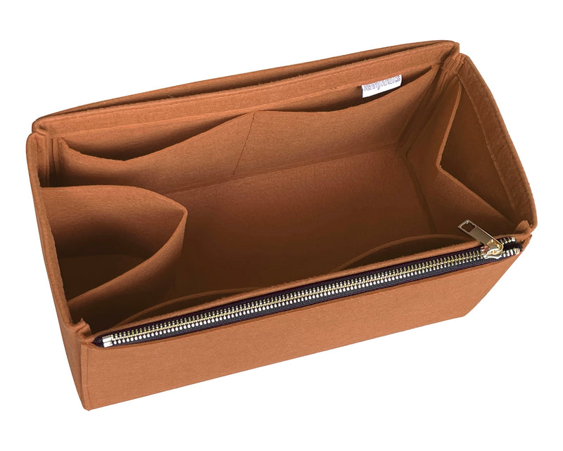 [Cuyana] Classic Leather Zipper Tote Bag Organizer] Felt Purse Insert, Liner Protector, Customized Tote Organize, Cosmetic Makeup Diaper Handbag (Style D-1)