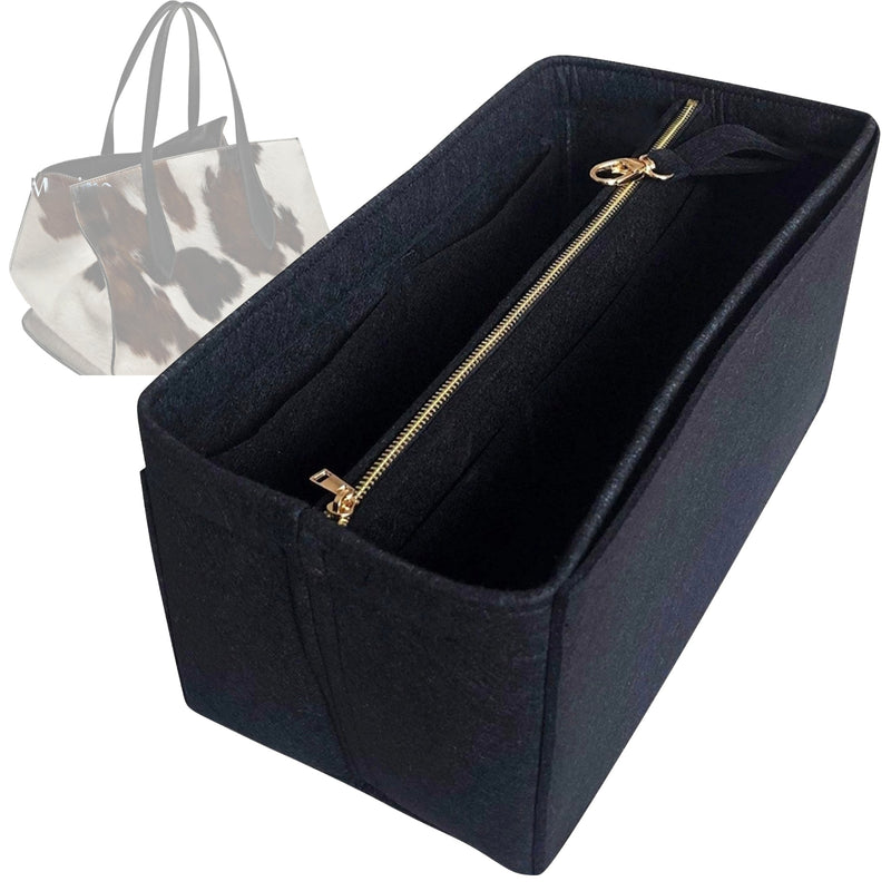 Organizer for [Animal print hair-on leather maxi tote bag, Massimo Dutti] Tote Purse Bag Insert Organiser Liner Shaper (Felt, with Detachable Zip Pouch)