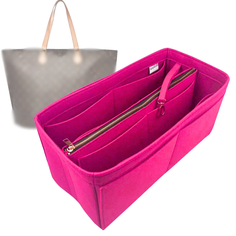 Organizer for [All-in MM (Medium), LV] Tote Purse Bag Insert Liner Shaper (Felt, with Detachable Zip Pouch)