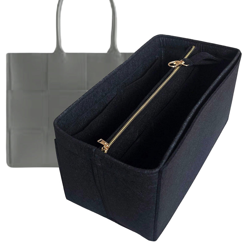 Organizer for [Medium Arco Tote, Bottega Veneta] Tote Purse Bag Insert Liner Shaper (Felt, with Detachable Zip Pouch)