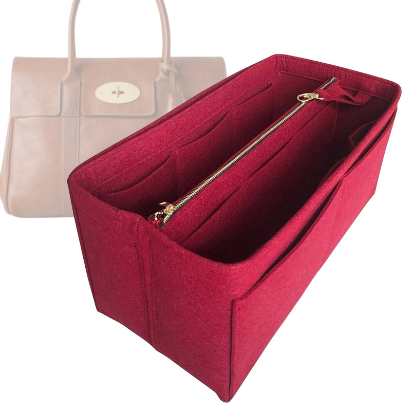 Organizer for [Mini Bayswater, Mulberry] Tote Purse Bag Insert Liner Shaper (Felt, with Detachable Zip Pouch)