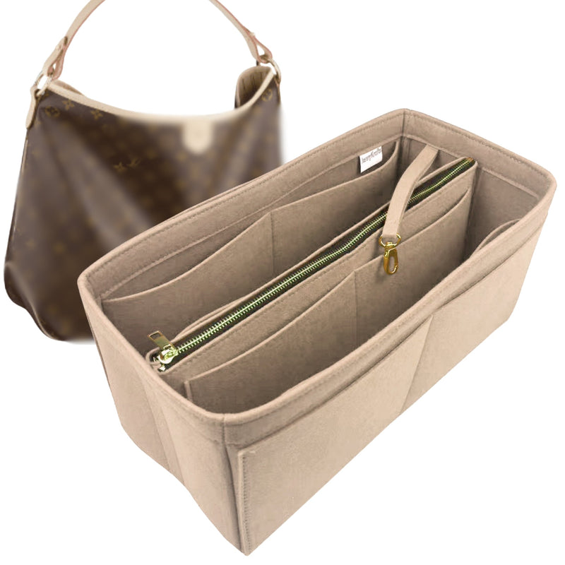 Organizer for [Delightful GM (Large), LV] Tote Purse Bag Insert Liner Shaper (Felt, with Detachable Zip Pouch)