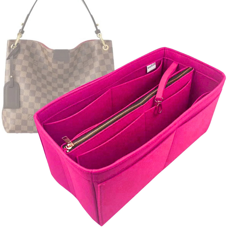 Organizer for [Graceful MM (Medium), LV] Tote Purse Bag Insert Liner Shaper (Felt, with Detachable Zip Pouch)