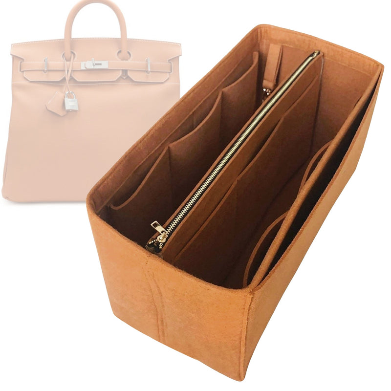 Organizer for [HAC 55, Hermes] Tote Purse Bag Insert Liner Shaper (Felt, with Detachable Zip Pouch)