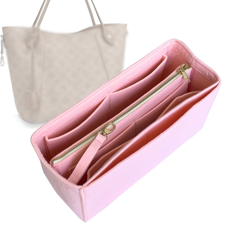 Organizer for [Hina MM (Medium), LV] Tote Purse Bag Insert Liner Shaper (Felt, with Detachable Zip Pouch)