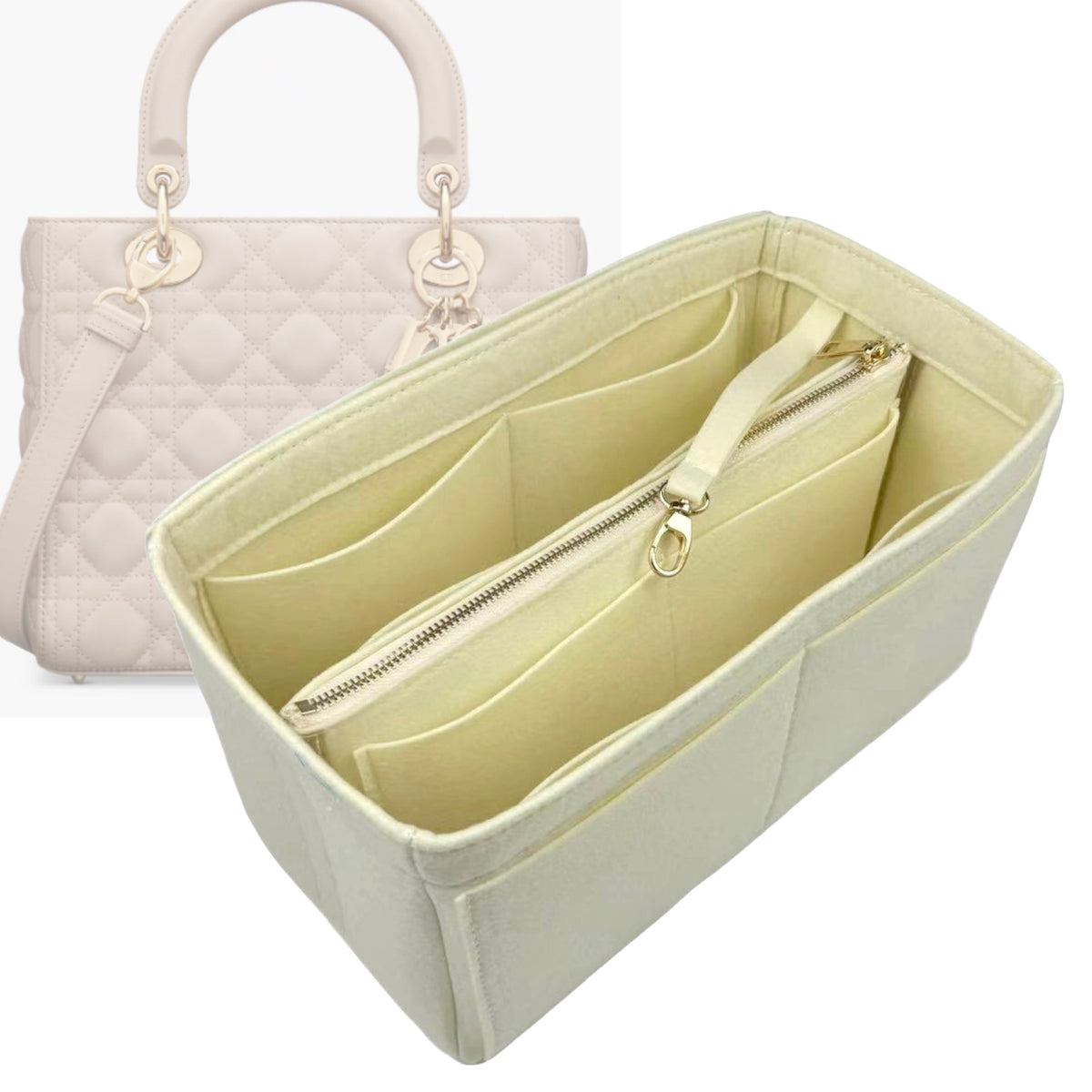 Organizer for [Lady Dior Mini, Dior] Tote Purse Bag Insert Liner