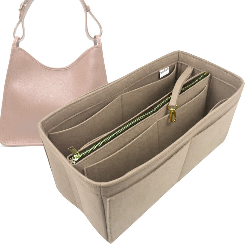 Organizer for [Le Foulonné Large, Longchamp] Tote Purse Bag Insert Liner Shaper (Felt, B)