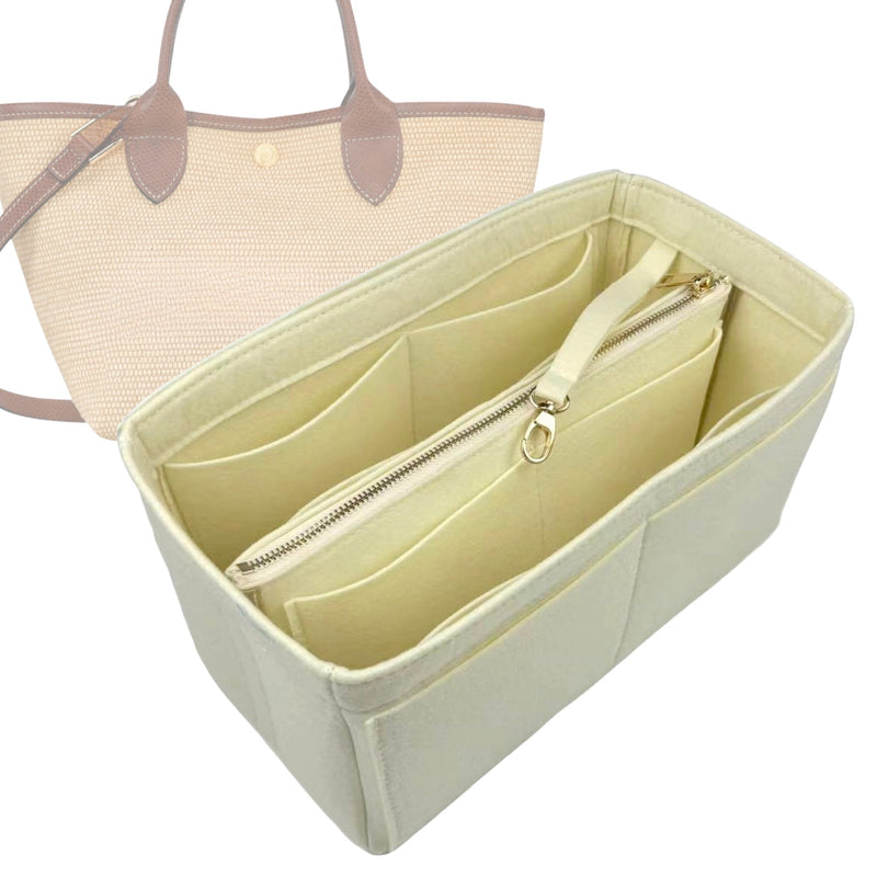 Organizer for [Le Panier Pliage XS Basket, Longchamp] Tote Purse Bag Insert Liner Shaper (Felt, B)