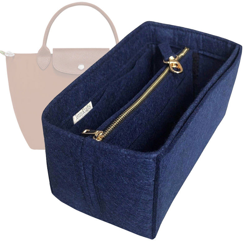 Organizer for [Le Pliage Top Handle Medium, Longchamp] Tote Purse Bag Insert Liner Shaper (Felt, with Detachable Zip Pouch)