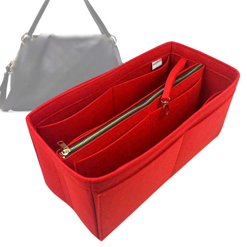 Organizer for [Ponthieu MM (Medium), LV] Tote Purse Bag Insert Liner Shaper (Felt, with Detachable Zip Pouch)