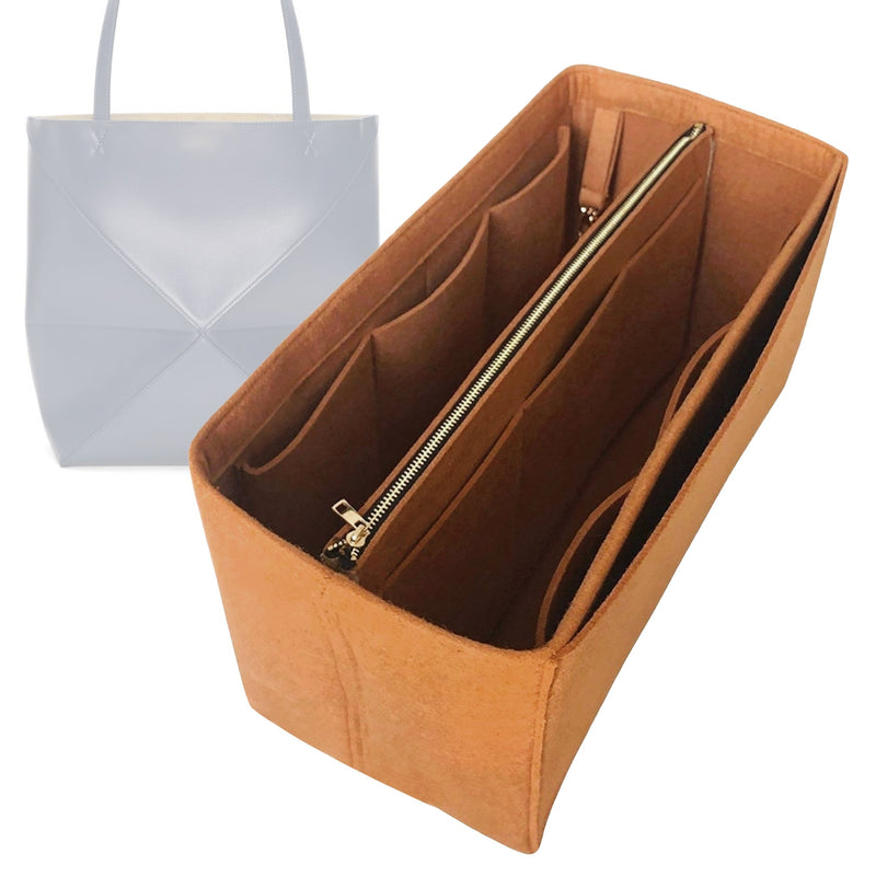 Organizer for [Medium Puzzle Fold Tote, Loewe] Tote Purse Bag Insert Liner Shaper (Felt, with Detachable Zip Pouch)