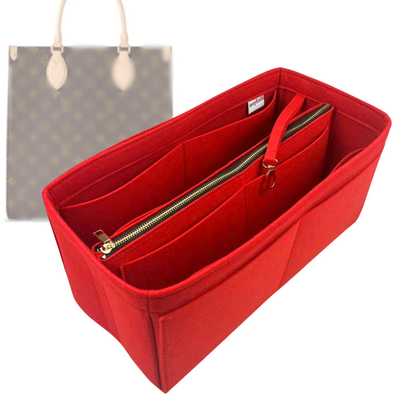 Organizer for [Sac Plat 24H, LV] Tote Purse Bag Insert Liner Shaper (Felt, with Detachable Zip Pouch)