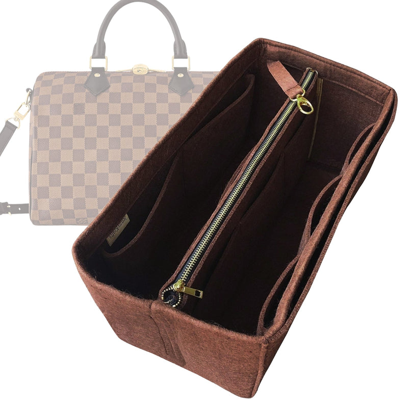 Organizer for [Speedy 40, LV] Tote Purse Bag Insert Liner Shaper (Felt, with Detachable Zip Pouch)