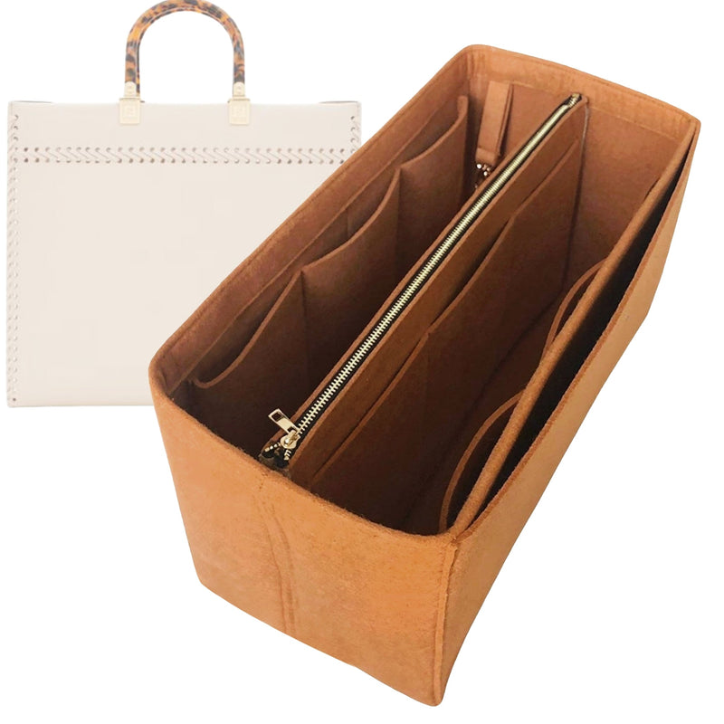 Organizer for [Sunshine Large, Fendi] Tote Purse Bag Insert Liner Shaper (Felt, with Detachable Zip Pouch)