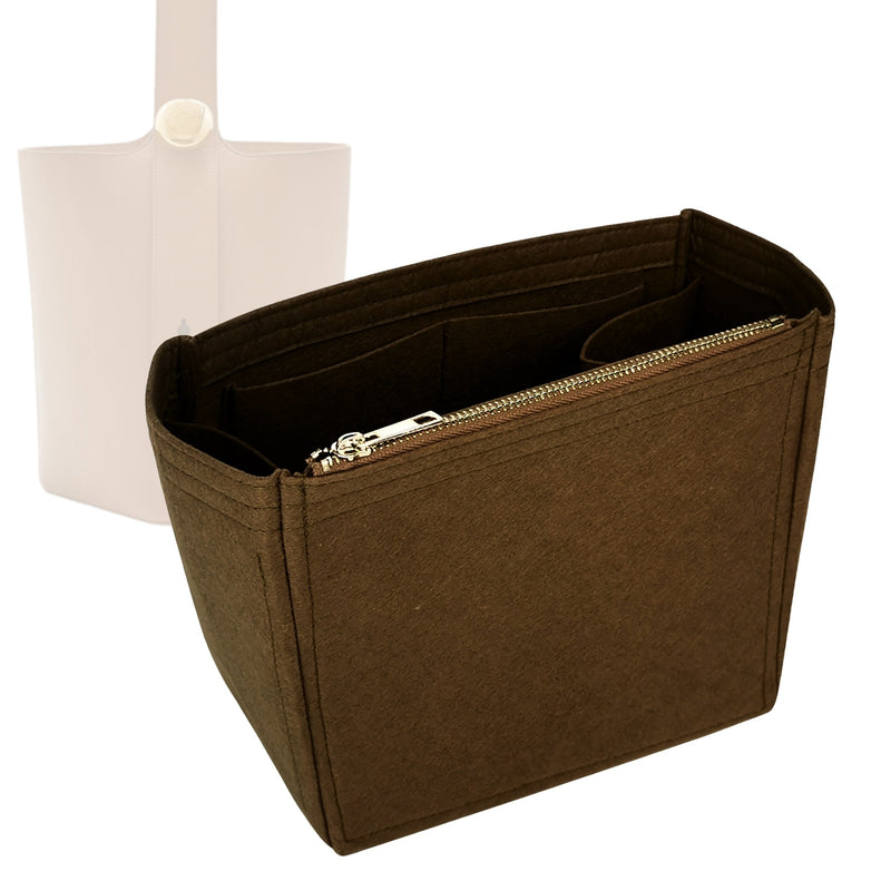 Organizer for [Medium Pebble Bucket, Loewe] Tote Purse Bag Insert Organiser Liner Shaper (Felt, Long Zip and Open Compartment)