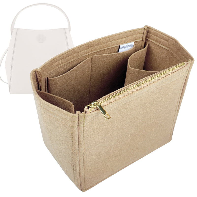 Organizer for [McGraw Bucket Bag 25W 27H, Tory Burch] Tote Purse Bag Insert Organiser Liner Shaper (Felt, Long Zip and Open Compartment)