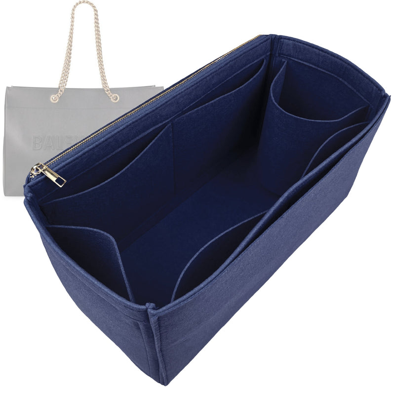 Organizer for [Small Duty Free Tote, Balenciaga] Tote Purse Bag Insert Organiser Liner Shaper (Felt, Long Zip and Open Compartment)