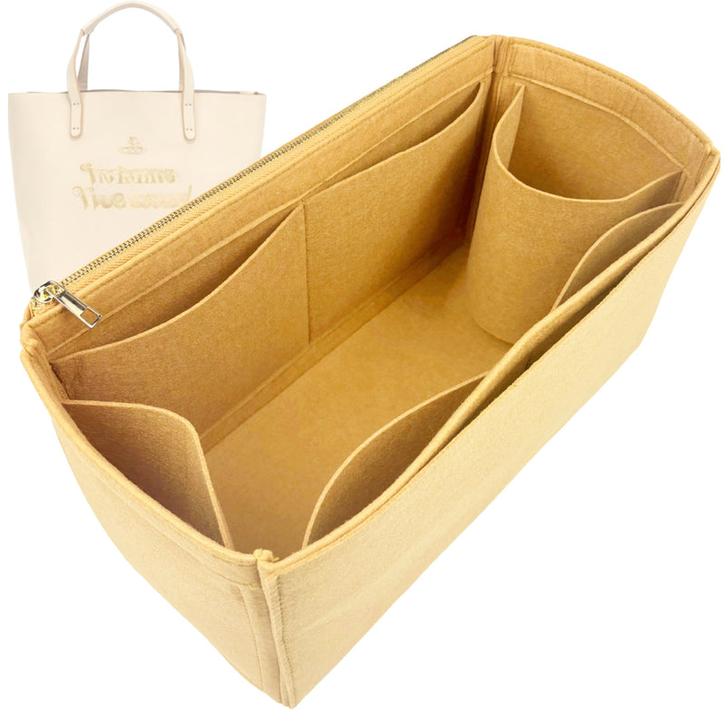 Organizer for [Studio Shopper, Vivienne Westwood] Tote Purse Bag Insert Organiser Liner Shaper (Felt, Long Zip and Open Compartment)