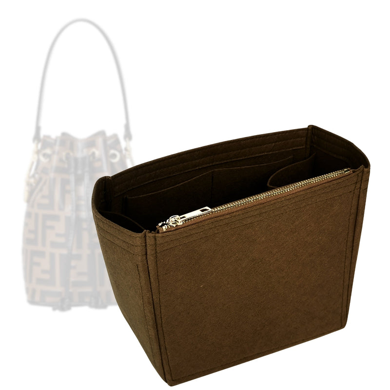 Organizer for [Mon Tresor, Fendi] Tote Purse Bag Insert Organiser Liner Shaper (Felt, Long Zip and Open Compartment)