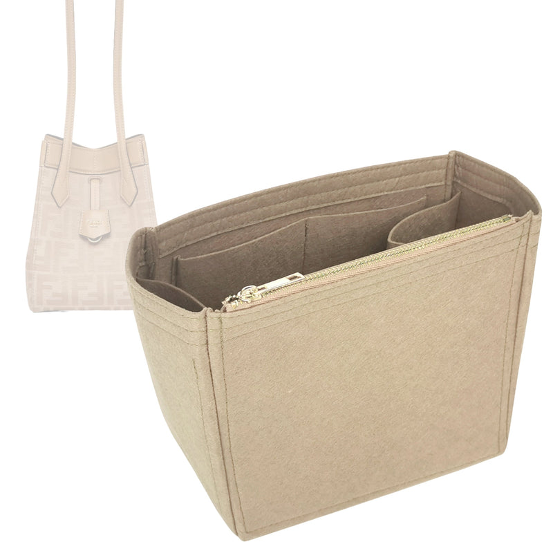 Organizer for [Origami Mini Bag, Fendi] Tote Purse Bag Insert Organiser Liner Shaper (Felt, Long Zip and Open Compartment)