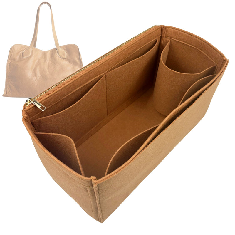 Organizer for [Jack - Heritage Broken-In Leather, Parker Thatch] Tote Purse Bag Insert Organiser Liner Shaper (Felt, Long Zip and Open Compartment)