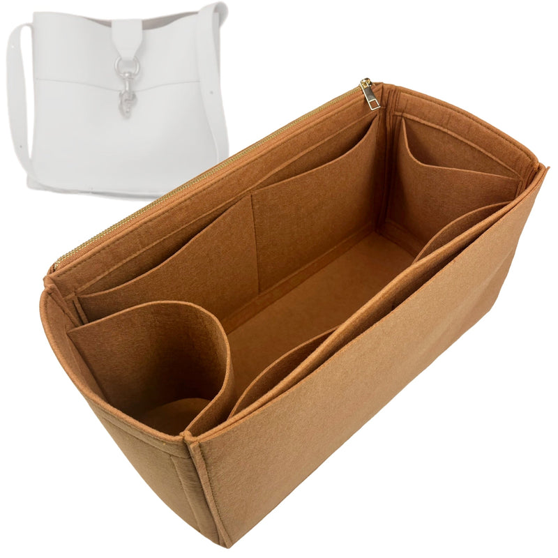 Organizer for [Sac MOUSQUETON Medium, Helene Nepomiatzi] Tote Purse Bag Insert Organiser Liner Shaper (Felt, Long Zip and Open Compartment)