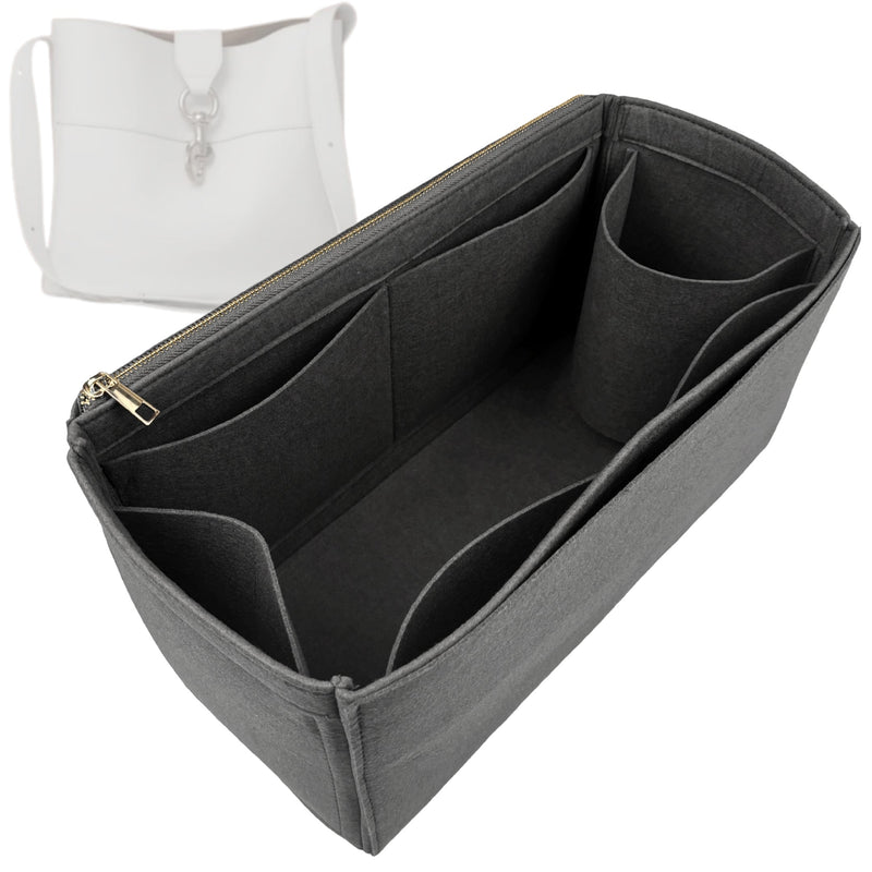 Organizer for [Sac MOUSQUETON Large, Helene Nepomiatzi] Tote Purse Bag Insert Organiser Liner Shaper (Felt, Long Zip and Open Compartment)