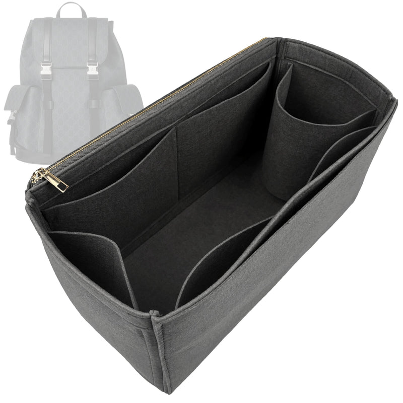 Organizer for [GG Supreme Large Backpack, Gucci] Tote Purse Bag Insert Organiser Liner Shaper (Felt, Long Zip and Open Compartment)