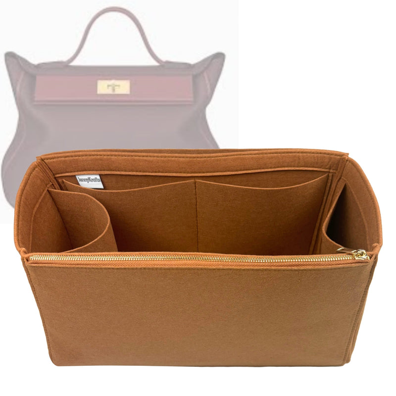 Organizer for [24/24 Mini 21 Bag, Hermes] Tote Purse Bag Insert Liner Shaper (Felt, Full-width Zip and Open Pocket)