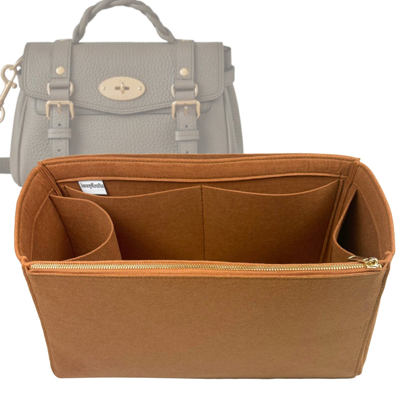 Organizer for [Alexa Oversized, Mulberry] Tote Purse Bag Insert Liner Shaper (Felt, Full-width Zip and Open Pocket)