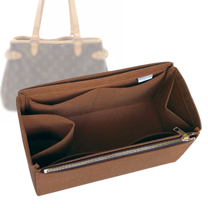 Organizer for [Batignolles Horizontal, LV] Tote Purse Bag Insert Liner Shaper (Felt, Full-width Zip and Open Pocket)