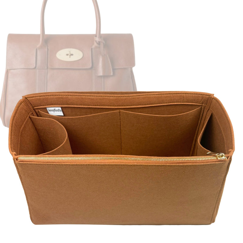 Organizer for [Bayswater Tote, Mulberry] Tote Purse Bag Insert Liner Shaper (Felt, Full-width Zip and Open Pocket)