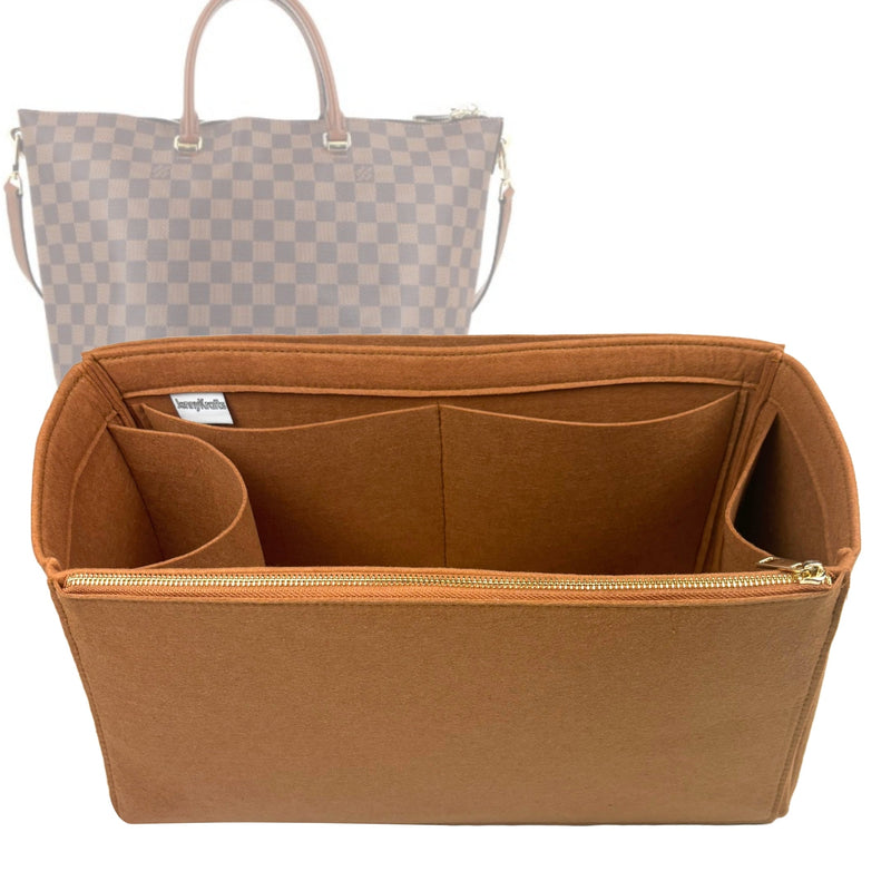 Organizer for [Belmont PM (Small), LV] Tote Purse Bag Insert Liner Shaper (Felt, Full-width Zip and Open Pocket)