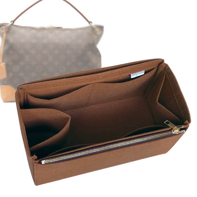 Organizer for [Berri MM (Medium), LV] Tote Purse Bag Insert Liner Shaper (Felt, Full-width Zip and Open Pocket)