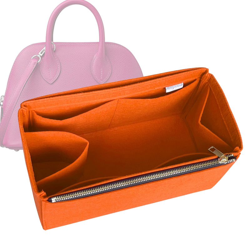 Organizer for [Bolide 31, Hermes] Tote Purse Bag Insert Liner Shaper (Felt, Full-width Zip and Open Pocket)