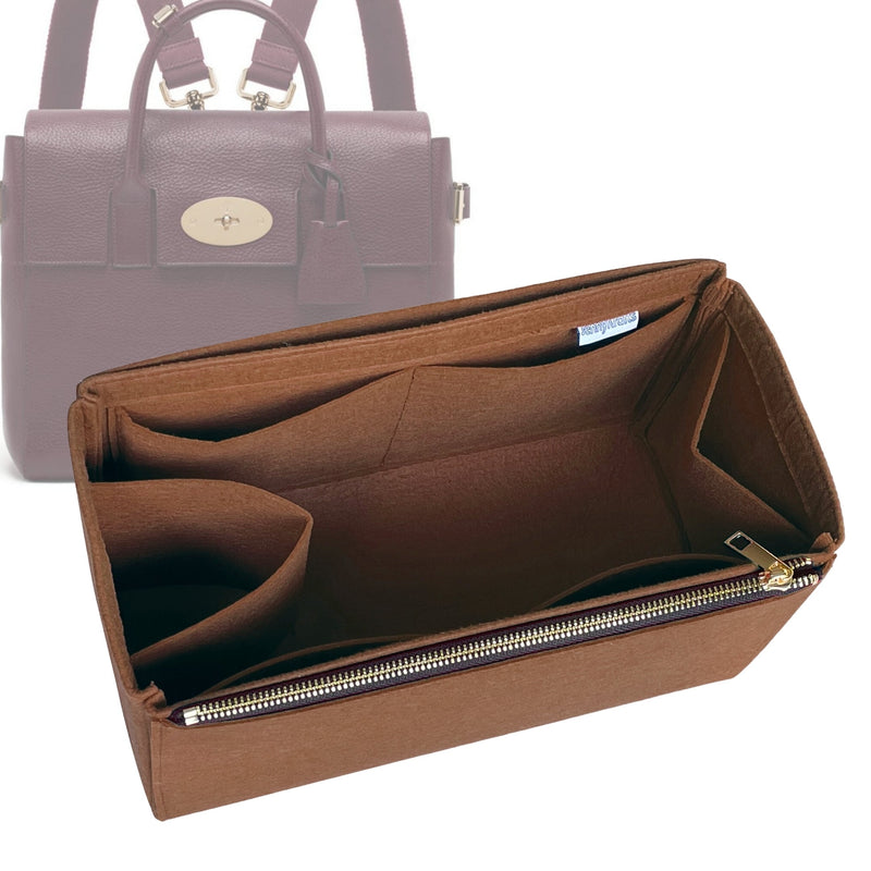 Organizer for [Cara Medium, Mulberry] Tote Purse Bag Insert Liner Shaper (Felt, Full-width Zip and Open Pocket)