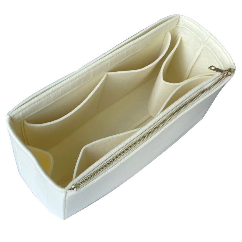 Organizer for [Medium Pebble Bucket, Loewe] Bag Insert (Felt, Long Zip and Open Compartment)
